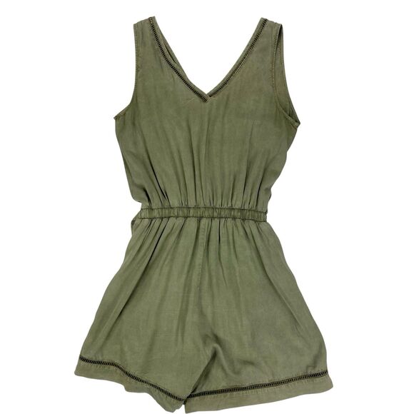 Anthropologie Cloth & Stone Romper Womens S Green Burlingame Wrap Beachy Jumper - Picture 6 of 16